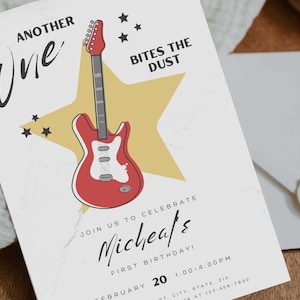 One Rocks 1st Birthday, Rockstar Birthday Invitation Template, Rock n Roll Party Editable Invitation, One Rocks Birthday Invite Template
