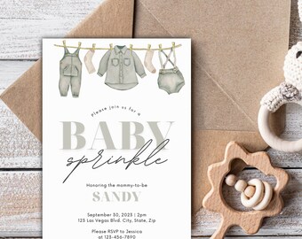 Baby Sprinkle Invitation, Baby Shower Evite, Baby Boy Sprinkle Invitation, Boy Baby Sprinkle, Minimalist, Sprinkle Invite Gender Neutral