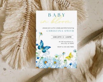 Bambino in fiore Baby Shower Invito, Invito di fiori selvatici Baby Shower, Daisy Baby Shower, Baby Shower Evite, Invito Baby Sprinkle