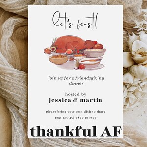 Thanksgiving Dinner Invite, Friendsgiving Dinner Invitation Digital, Thanksgiving Dinner Invitation, Friendsgiving Invitation Template