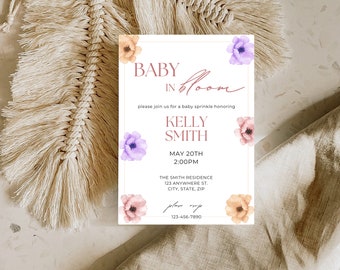 Baby in Bloom Baby Sprinkle Invitation Template, Girl Baby Sprinkle, Daisy Baby Shower, Baby Shower Bingo, Baby Shower Evite, Printable