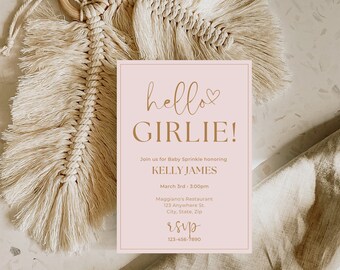 Baby Girl Baby Sprinkle Minimal Invitation, Blush Pink Floral Baby Sprinkle Invitation Template, Girl Baby Sprinkle, Baby Sprinkle Invite