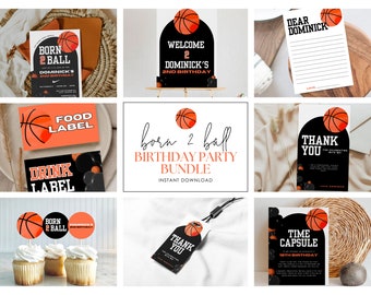 Born 2 Ball Invitation, 2nd Birthday Invitation Bundle, Basketball Birthday Invitation, 2 Year old Birthday, Basketball Themed Party