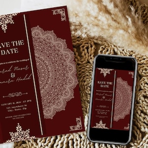 Indiase Save The Date-sjabloon, Sikh-trouwkaart, Indiase trouwkaart, Indiase bruiloftsdecor, Save The Date-kaarten, Hindoe-bruiloft, bewerkbaar