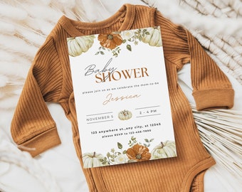 Baby Sprinkle Invitation Fall Theme, Baby Shower Evite, Fall Baby Sprinkle Invitation, Editable Invitation, Pumpkin Baby Sprinkle Invites