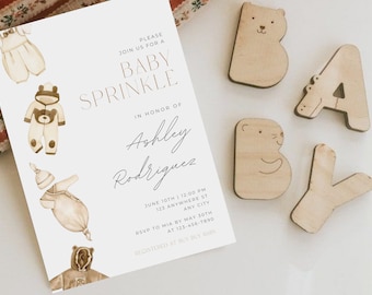 Sprinkle Invitation, Baby Boy Sprinkle Invite, Boho Baby Sprinkle, Boy Baby Sprinkle, Bohemian Baby Sprinkle, Editable Baby Shower Evite