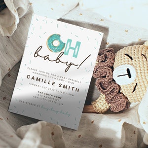 Donut Baby Boy Sprinkle, Baby Sprinkle Invite, Sprinkle Invitation, Donut Baby Sprinkle, Boy Baby Sprinkle, Blue Donut Sprinkle Invite Boy