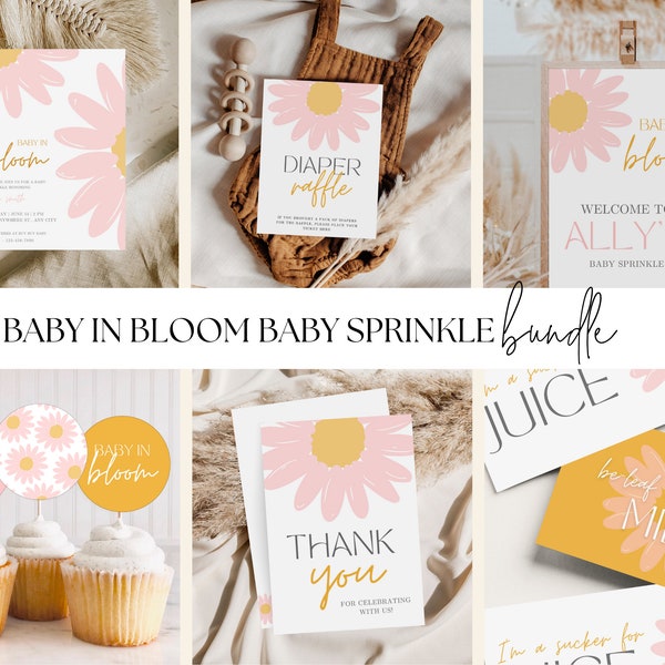 Baby Shower Evite, baby in Bloom Sprinkle, Baby Girl Sprinkle Bundle, Baby in Bloom Baby Shower, Baby Sprinkle Games, Baby Predictions