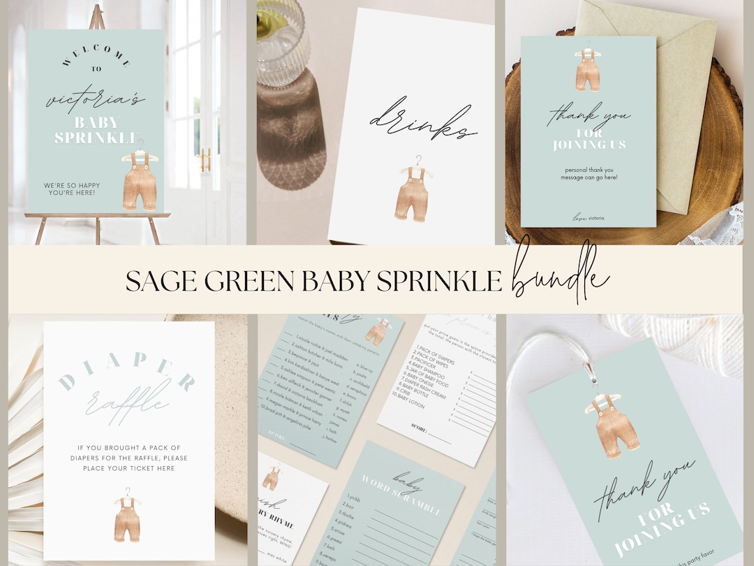 Baby Boy Sprinkle BUNDLE, Baby Sprinkle Sage Green, Sprinkle Invitation ...