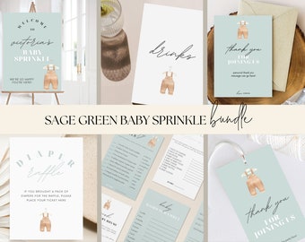Baby Boy Sprinkle BUNDLE, Baby Sprinkle Sage Green, Sprinkle Invitation, Baby Sprinkle Games, Boy Baby Sprinkle, Sprinkle Invite Boy