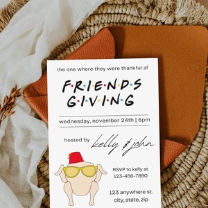 Friends Thanksgiving Turkey, Friendsgiving Invitation Template, Friendsgiving Invitation Digital, Printable Thanksgiving Dinner Invitation