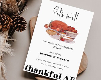 Thanksgiving Dinner Invite, Friendsgiving Dinner Invitation Digital, Thanksgiving Dinner Invitation, Friendsgiving Invitation Template