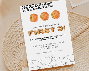 Basketball Birthday Invitation Printable, 3rd Birthday Invite Template, Basketball Themed Party, Sports Birthday Invite, Basketball Invite