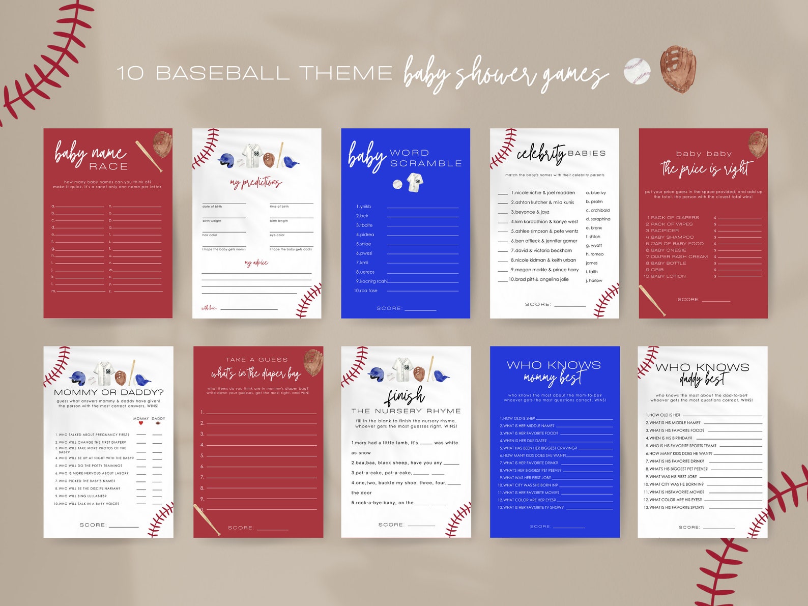 Baseball Baby Shower Games Baseball Party Game Baseball Baby Etsy