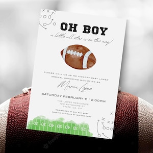 Boy Football Baby Shower Invitation Template, Football Invitation Instant Download, Football Theme Party, Football Baby Sprinkle Template