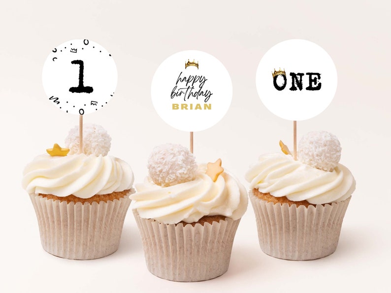 The Big One Birthday Cupcake Toppers Template, the Big One Cupcake