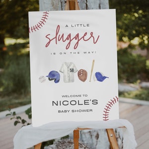 Baseball Baby Shower Dekor, Baseball Baby Shower Zeichen, Ein kleiner Slugger ist auf dem Weg, Baseball Baby Sprinkle Zeichen, Baseball Willkommensschild