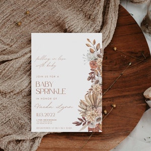 Fall Baby Sprinkle Baby Sprinkle Invitation Fall Baby Sprinkle Invitation Canva Template Baby Sprinkle Fall Fall Boho Baby Sprinkle