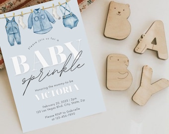Baby Boy Sprinkle, Baby Sprinkle Invite, Sprinkle Invitation, Blue Baby Sprinkle, Boy Baby Sprinkle, Boho Baby Sprinkle, Sprinkle Invite Boy