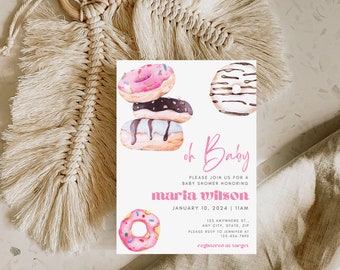 Editable Donut and Diapers Sprinkle Invitation Sprinkled With Love Coed Shower Donut Baby Shower Editable Donut Sprinkle template Download