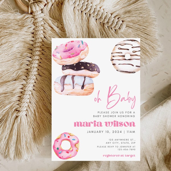 Bearbeitbare Donut und Windeln Sprinkle Einladung Sprinkle Mit Liebe Coed Dusche Donut Baby Shower Editierbare Donut Sprinkle Vorlage Download