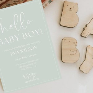 Minimal Baby Boy Baby Sprinkle Invitation, Sage Green Baby Sprinkle Invitation, Boy Baby Sprinkle Invite, Baby Shower Evite, Minimal Invite