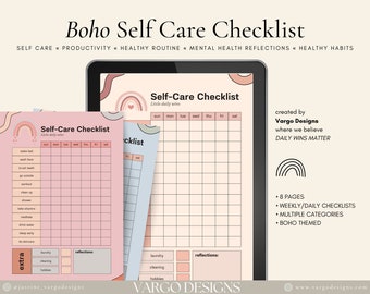 Self-Care Planner, Selfcare Journal Tracker, Boho Digital Planner, DIY Digital Planner, 2023 Digital Planner, Self Care Checklist