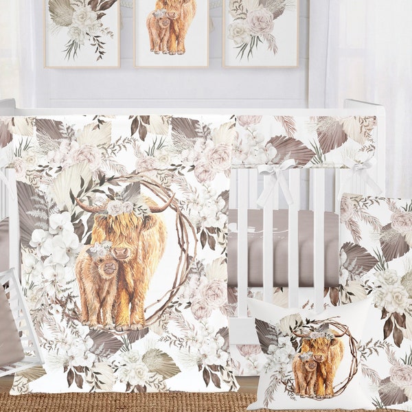 Baby Highland Cow 3-Piece Quilted Bedding Set NCU0TH906 main image 1
