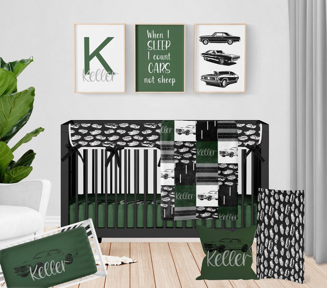 Crib Bedding Set Boy, Baby Boy Car Crib Bedding Set, Personalized Classic Muscle Car Nursery Etsy