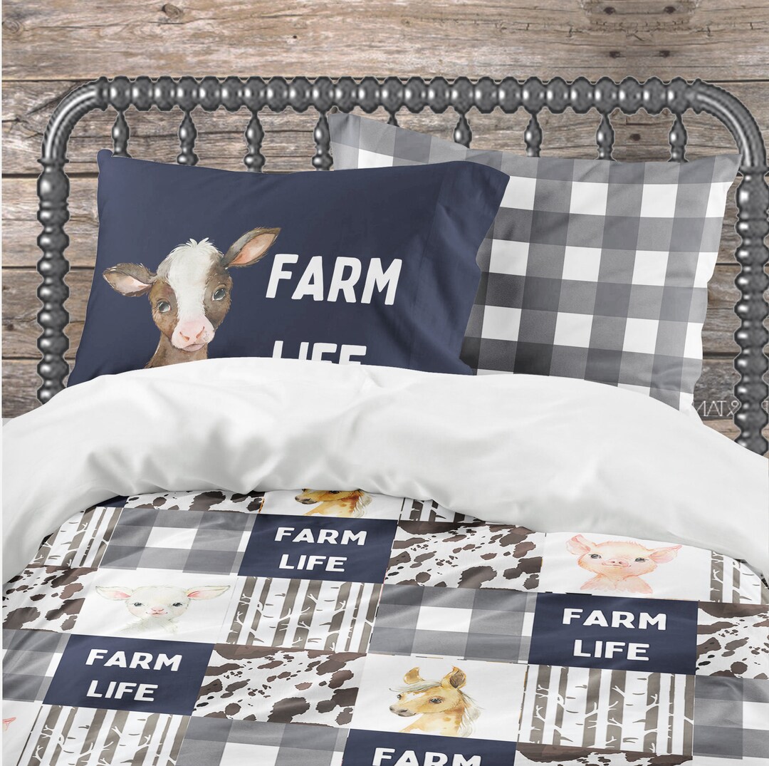 Boy Farm Bedding, Boy Bedroom, Toddler Bedding, Farm Animals Comforter