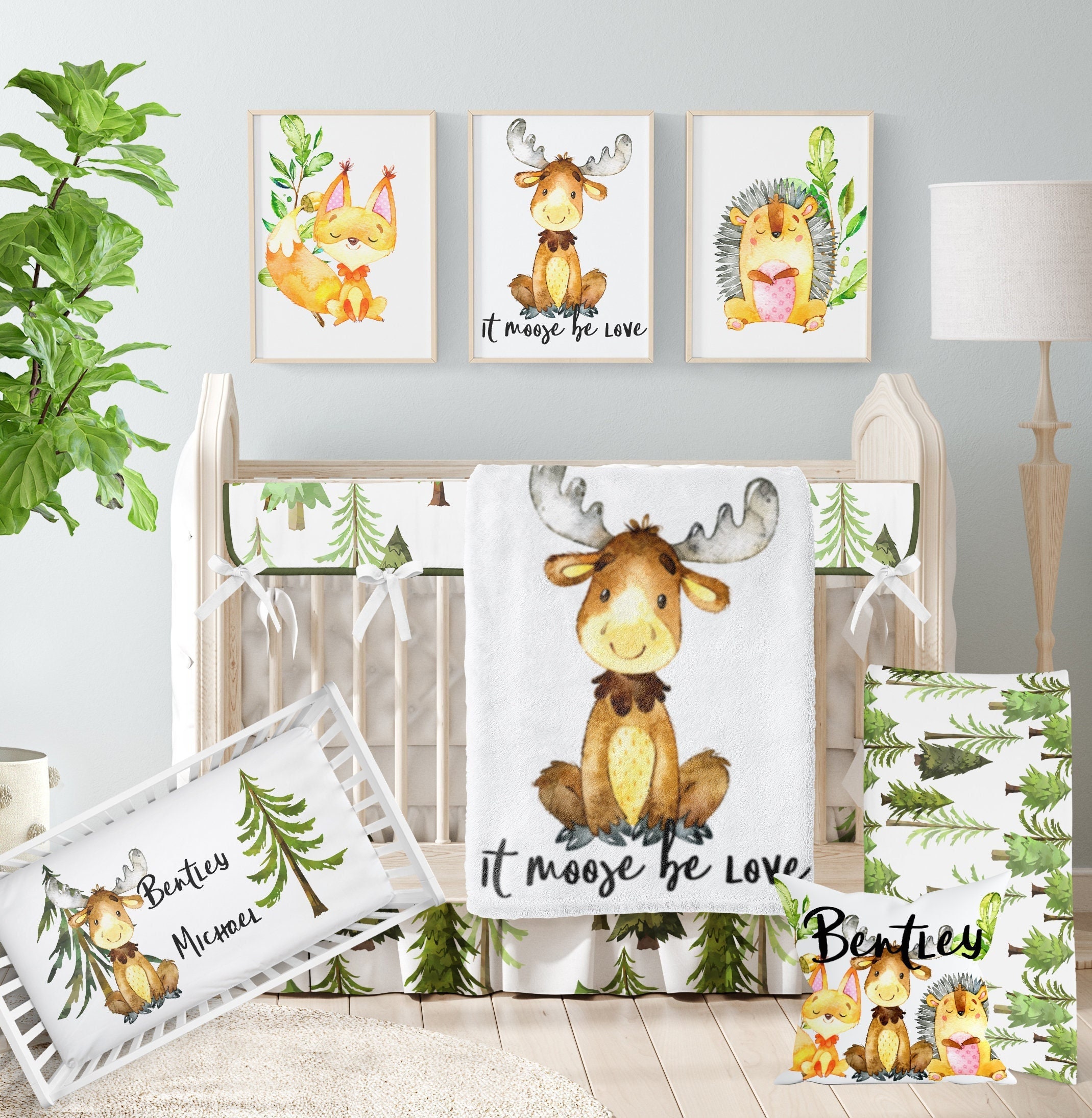 Moose crib bedding set sale