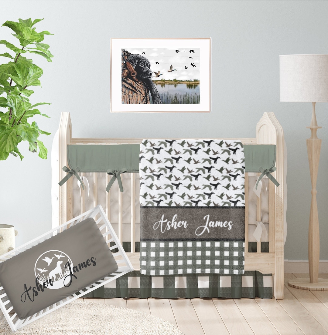 Duck Hunting Crib Bedding Set, Baby Boy Dog and Duck Nursery