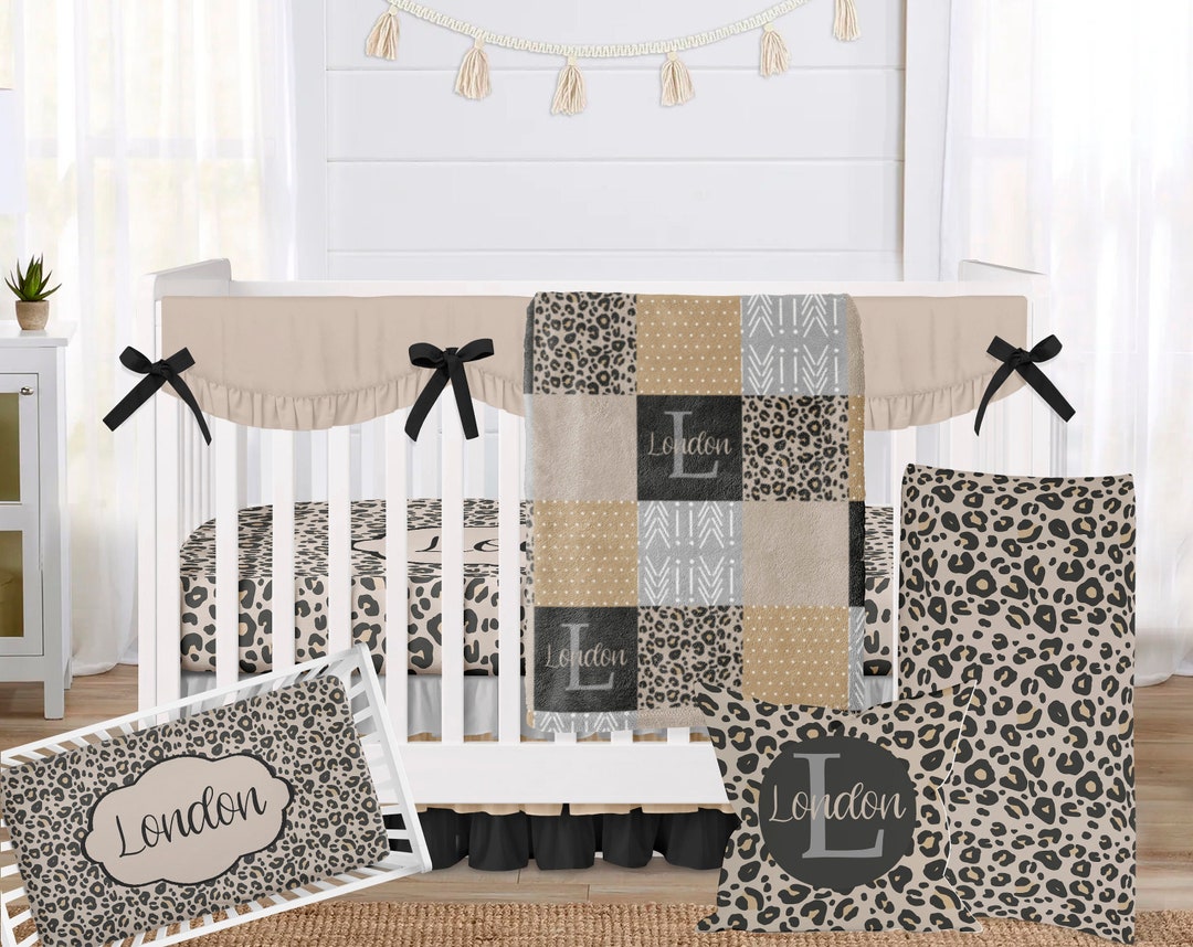 Girl Crib Bedding, Leopard Print Baby Bedding, Baby Girl Crib Bedding
