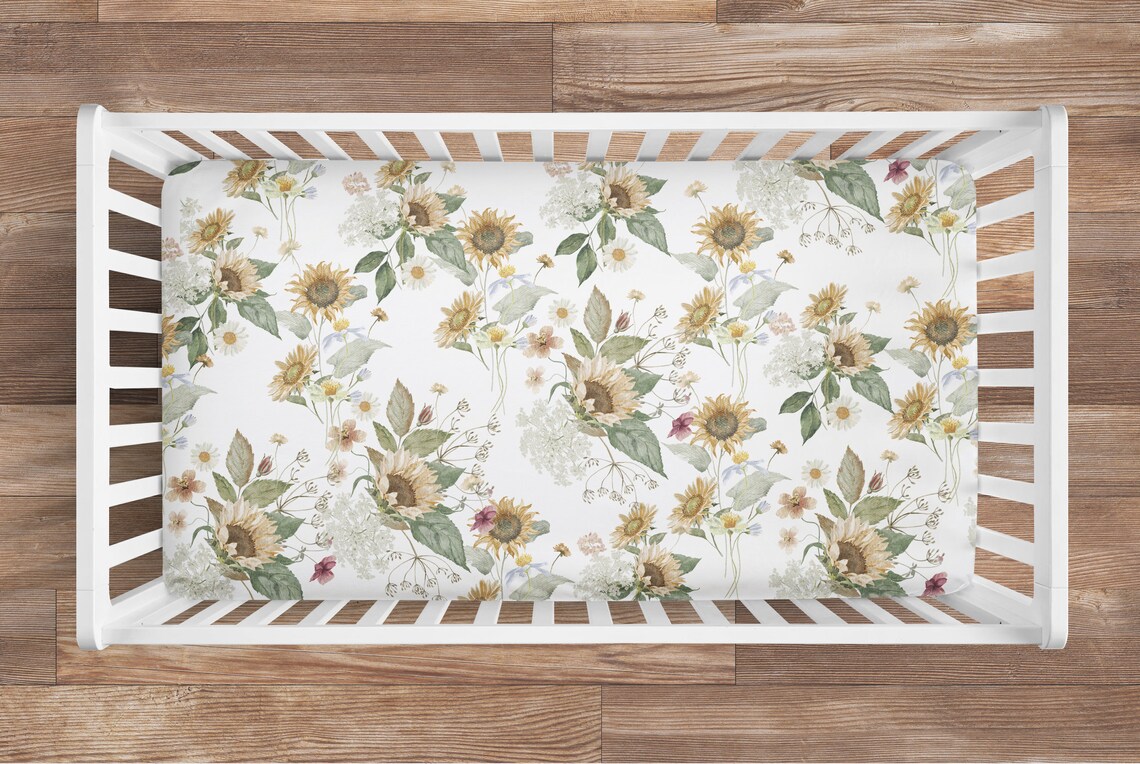 Baby Girl Floral Crib Bedding Set Highland Cow Nursery Etsy