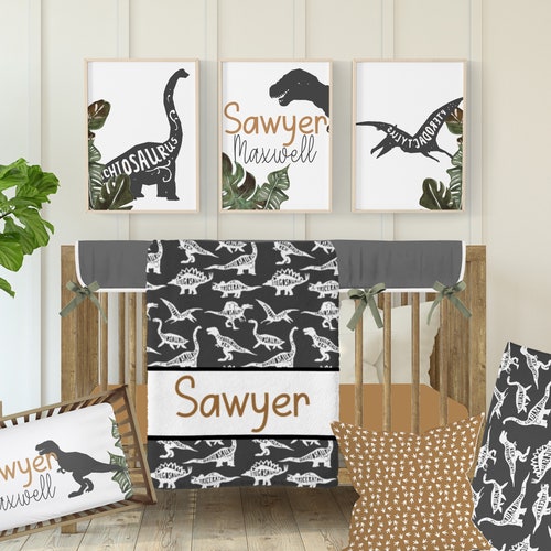 Dinosaur Crib Bedding Set Baby Boy Crib Bedding Roar Nursery Etsy