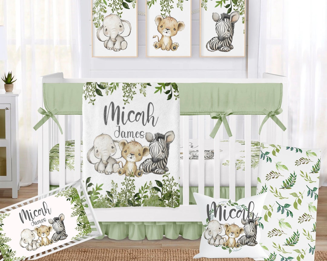 Safari Crib Bedding Set, Safari Nursery Animal, Baby Bedding Set