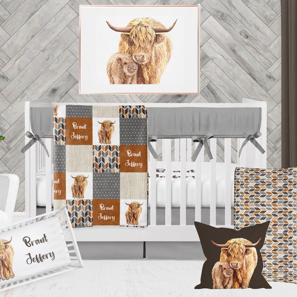 Highland Cow Baby Boy Bedding Set Etsy