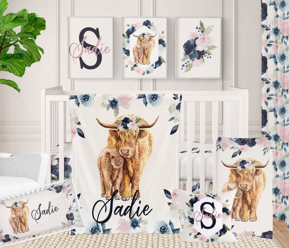 Navy blue and pink baby best sale bedding