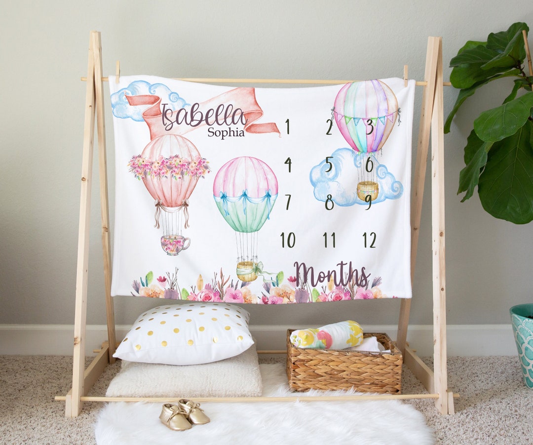 Hot Air Balloon Milestone Blanket for Baby Girls Monthly - Etsy