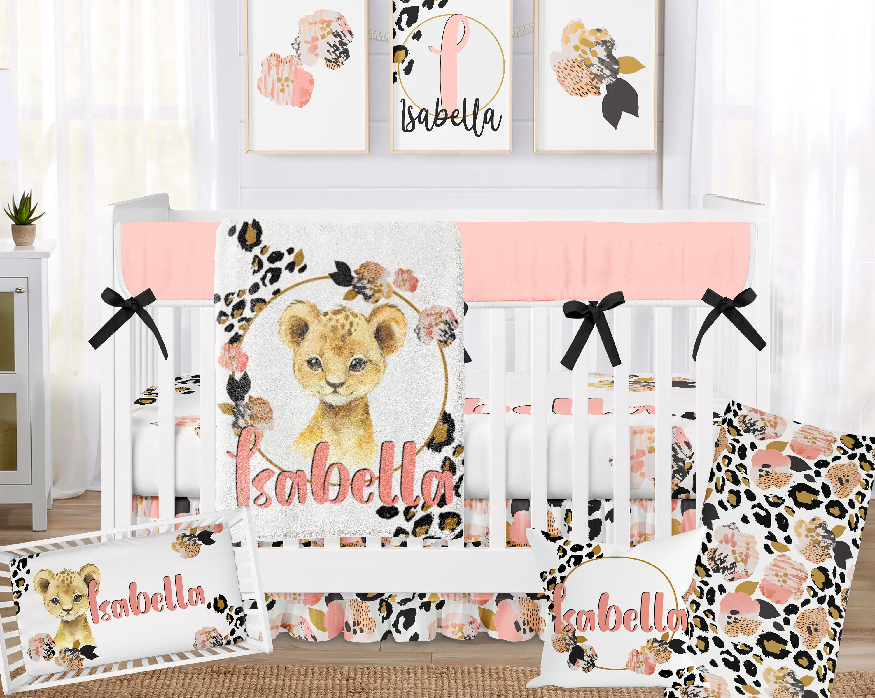Baby Girl Bedding Safari Nursery Crib Set Baby Girl Leopard