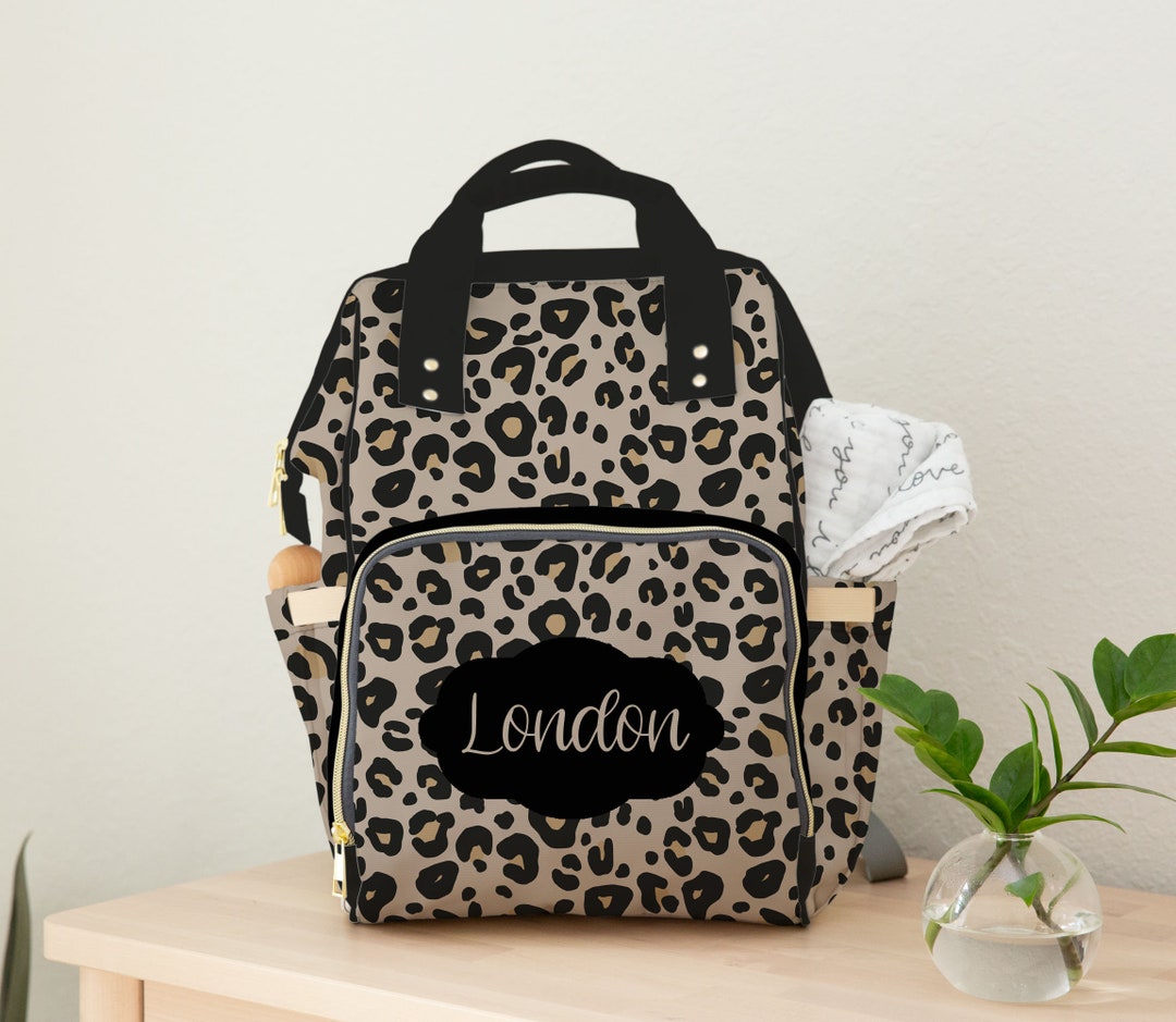 Leopard Print Diaper Bag, Tan Customized Backpack, Nappy Bag, Personalized Baby Gift Etsy