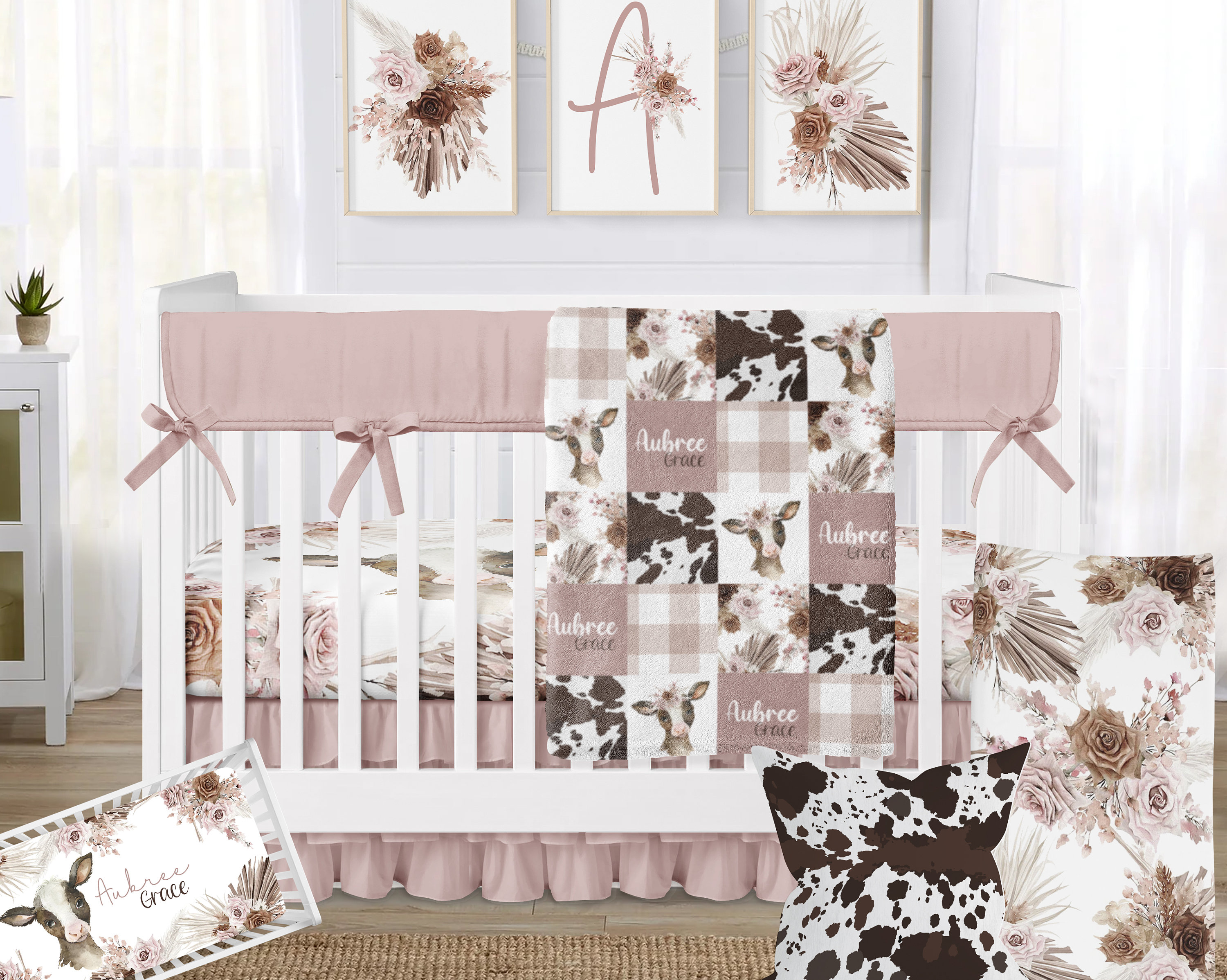 Baby Girl Crib Bedding Set Cow Crib Bedding Farmhouse Etsy