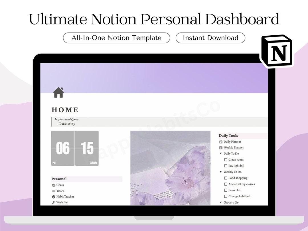 Ultimate Personal Notion Dashboard Planner and Template Skincare ...