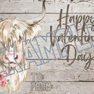 Cartes de la Saint-Valentin vache Highland, cartes imprimables de la Saint-Valentin, vache Highland imprimable, cartes de la Saint-Valentin mignon imprimable, 3in x 2in cartes de la Saint-Valentin
