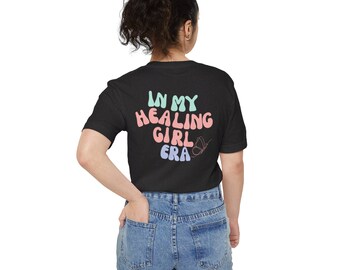 En mi era de niña curativa, asuntos de salud mental, superación de la camisa de trauma, camisa curativa, pastel retro, camisa retro de salud mental