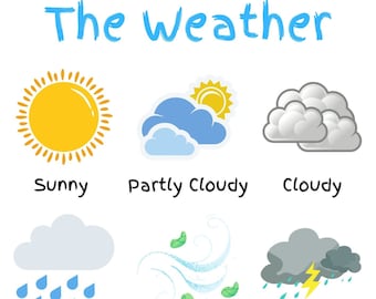 Weather chart for Children, Nursery, Classroom, Toddlers, Learning, Downloadable print