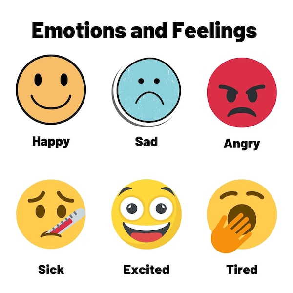 Emotions and Feelings Chart, Digital/Downloadable Print, Chart, Toddlers, Classroom, Nursery, Learning, Children,