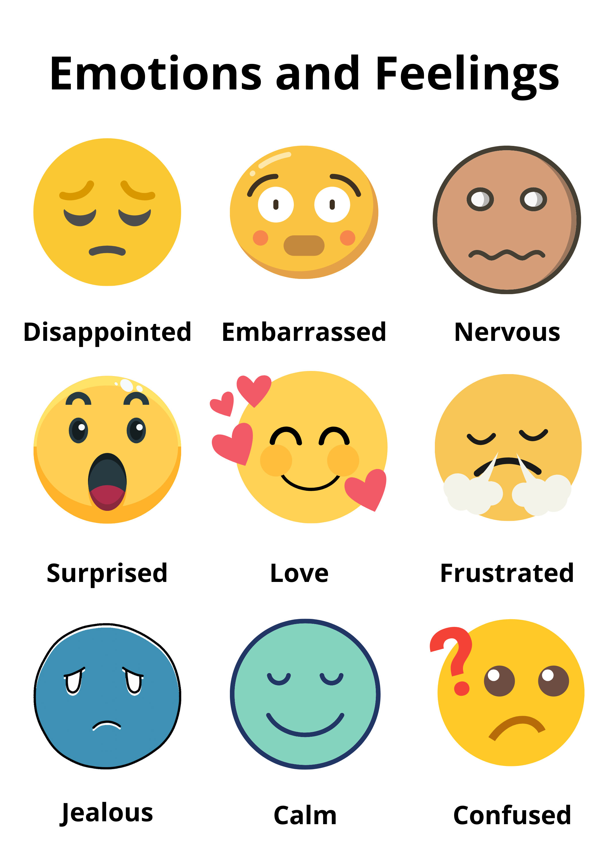 Emotions and Feelings Chart, Digital/downloadable Print, Chart ...