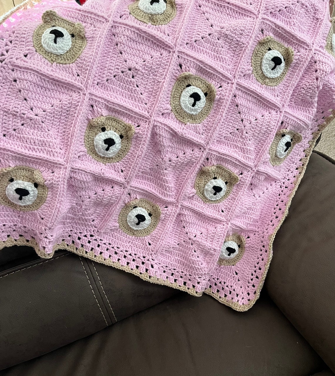 Pink Teddy Bear Toile Blanket main image 1