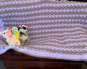 Pretty Purple Crochet Baby Blanket or Small Lap Blanket